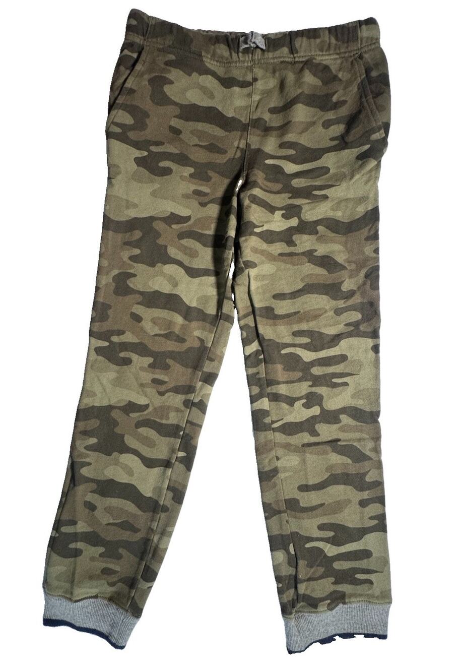 Carter’s Kid Boys Size 14 Camo Jogger Sweatpants Green Cotton Elastic Waist